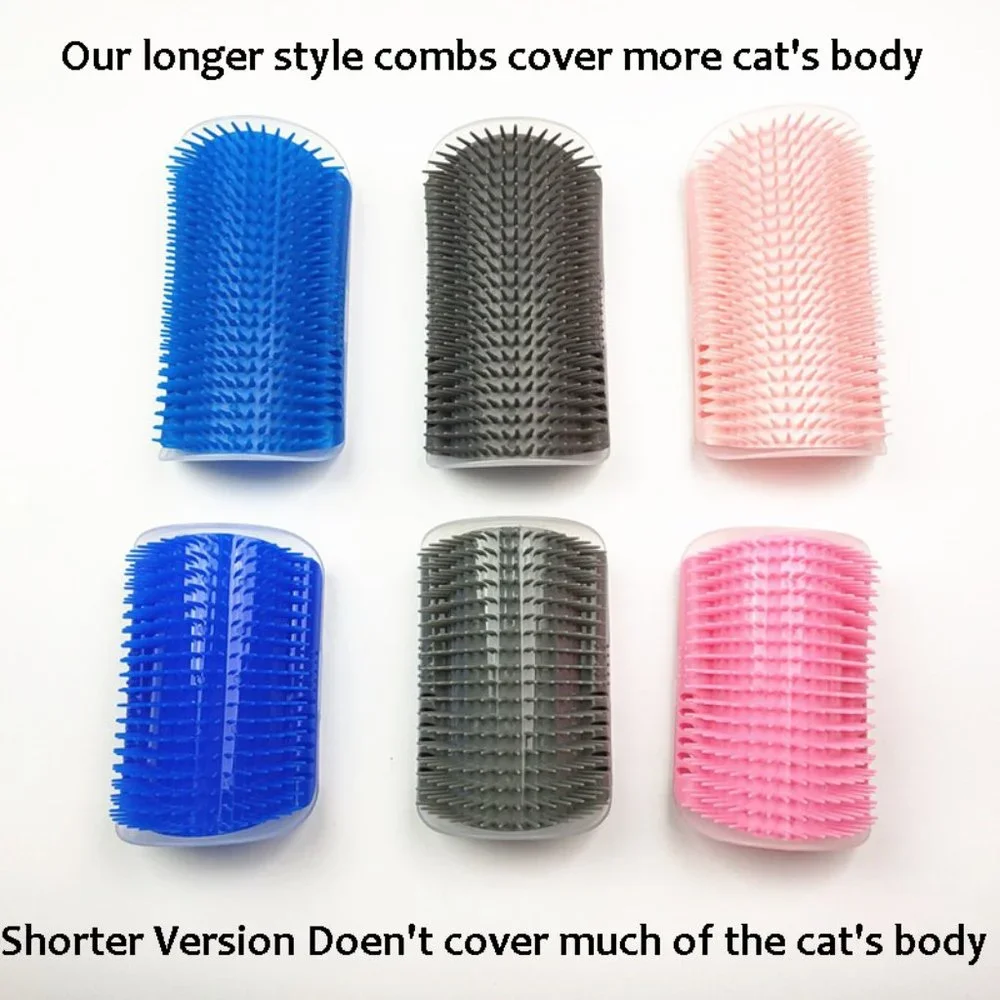 Longer Style Cat Self Groomer Full Body Brush Corner Mount Grooming Comb…